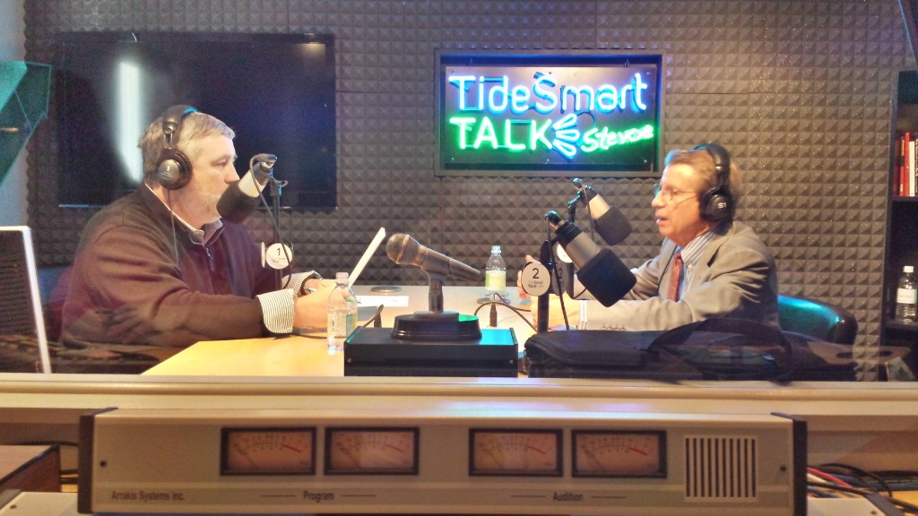 Host of TideSmart Talk with Stevoe, Steve Woods, recently welcomed Executive Director of the Maine Turnpike Authority Peter Mills (right).