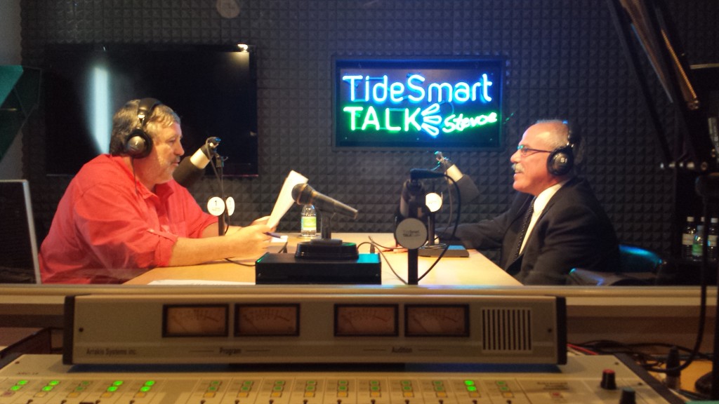  Host of TideSmart Talk with Stevoe, Steve Woods, welcomed President & CEO of Maine Innkeepers and Maine Restaurant Associations, Greg Dugal (at right).