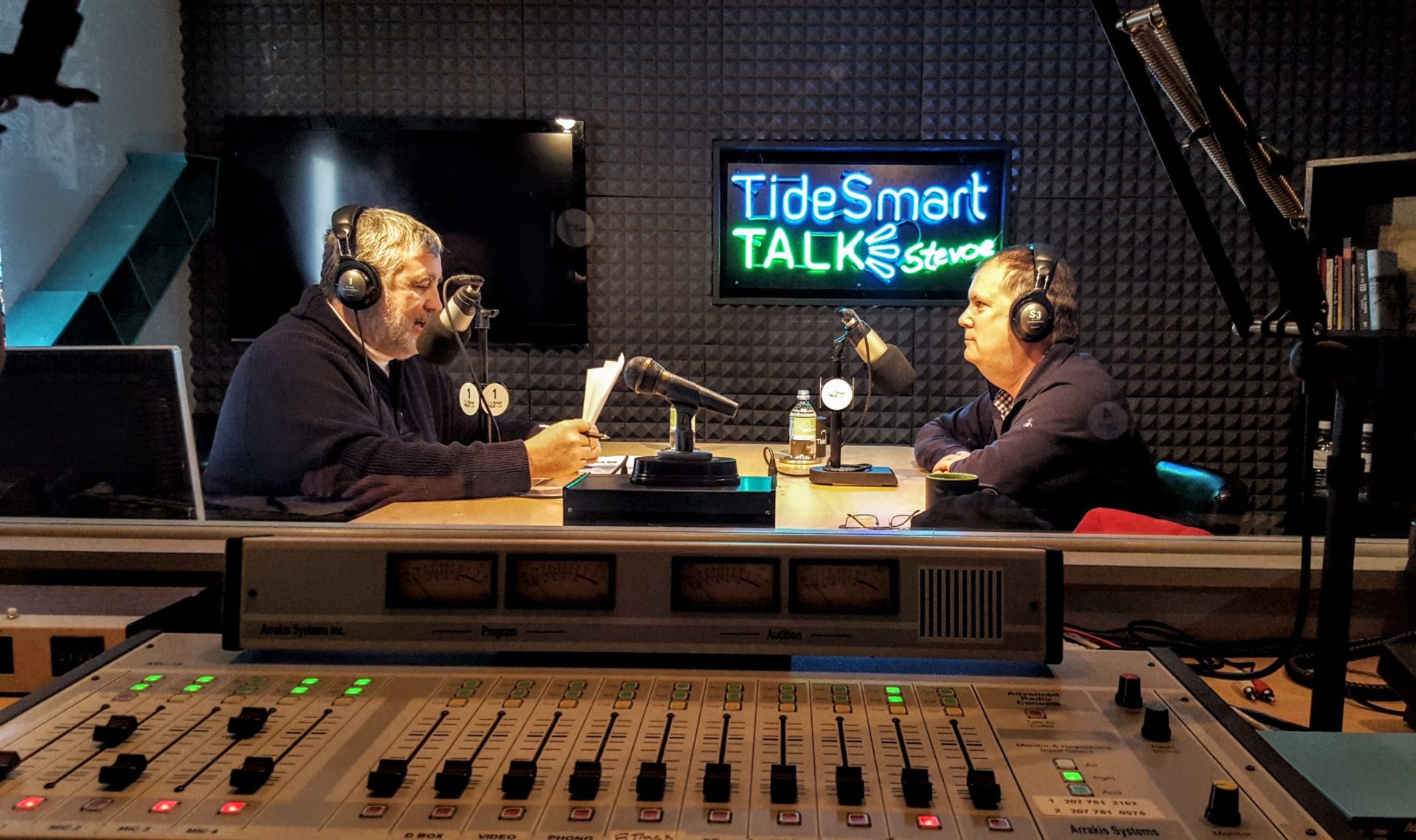 Host of TideSmart Talk with Stevoe, Steve Woods, welcomed author of Appalachian Odyssey, Jeff Ryan (at right).